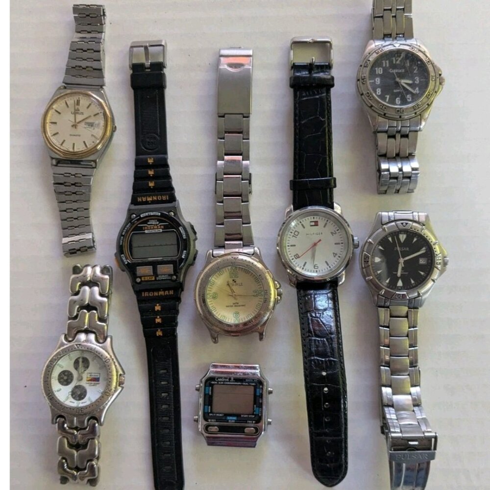 Vintage Men's Watches Lot 8 Untested/Parts/Repair-Timex Ironman, Cardinal, Tommy